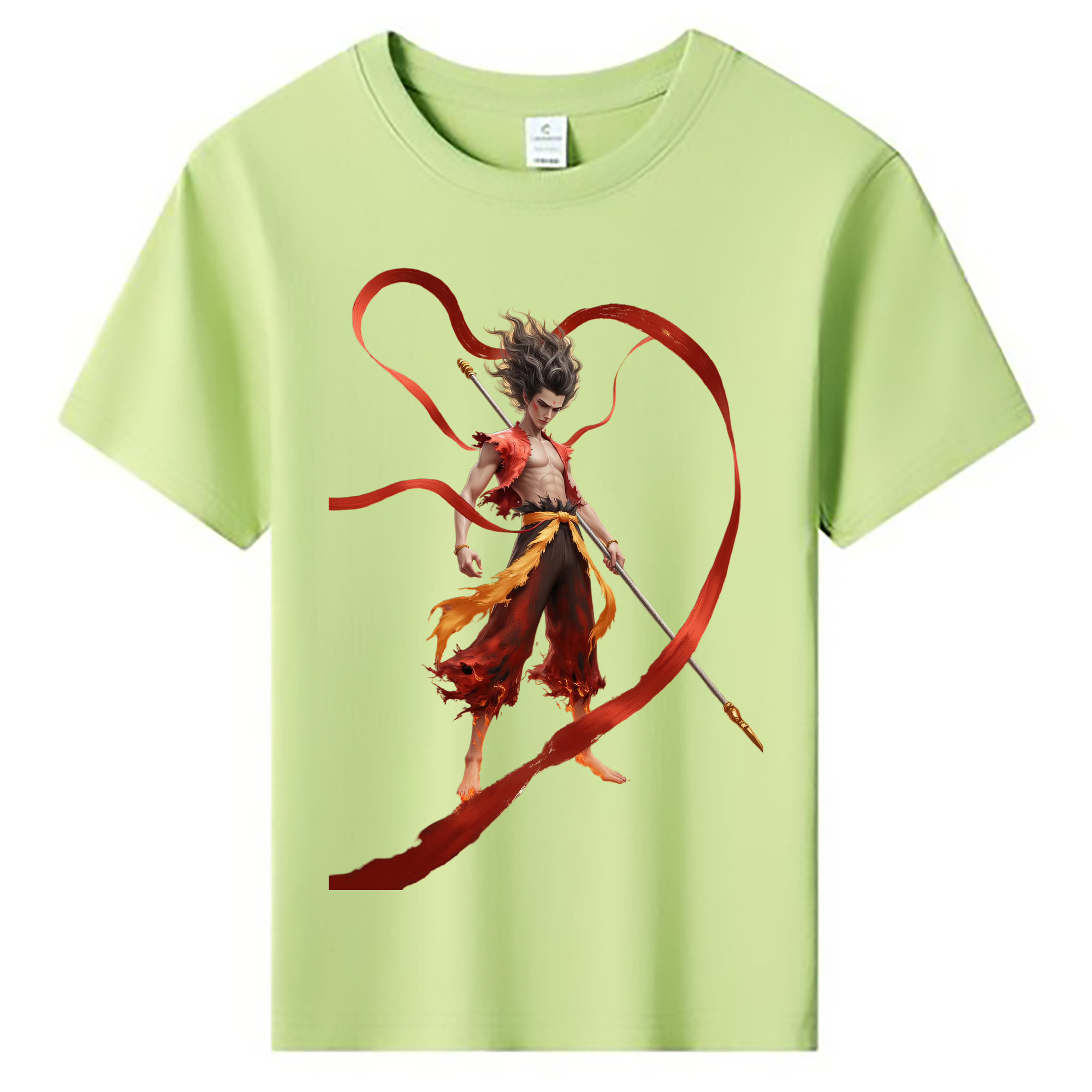 （画像用） Ne Zha 2 ナタ 魔童の大暴れ 綿100％キッズTシャツ（フロントプリント）